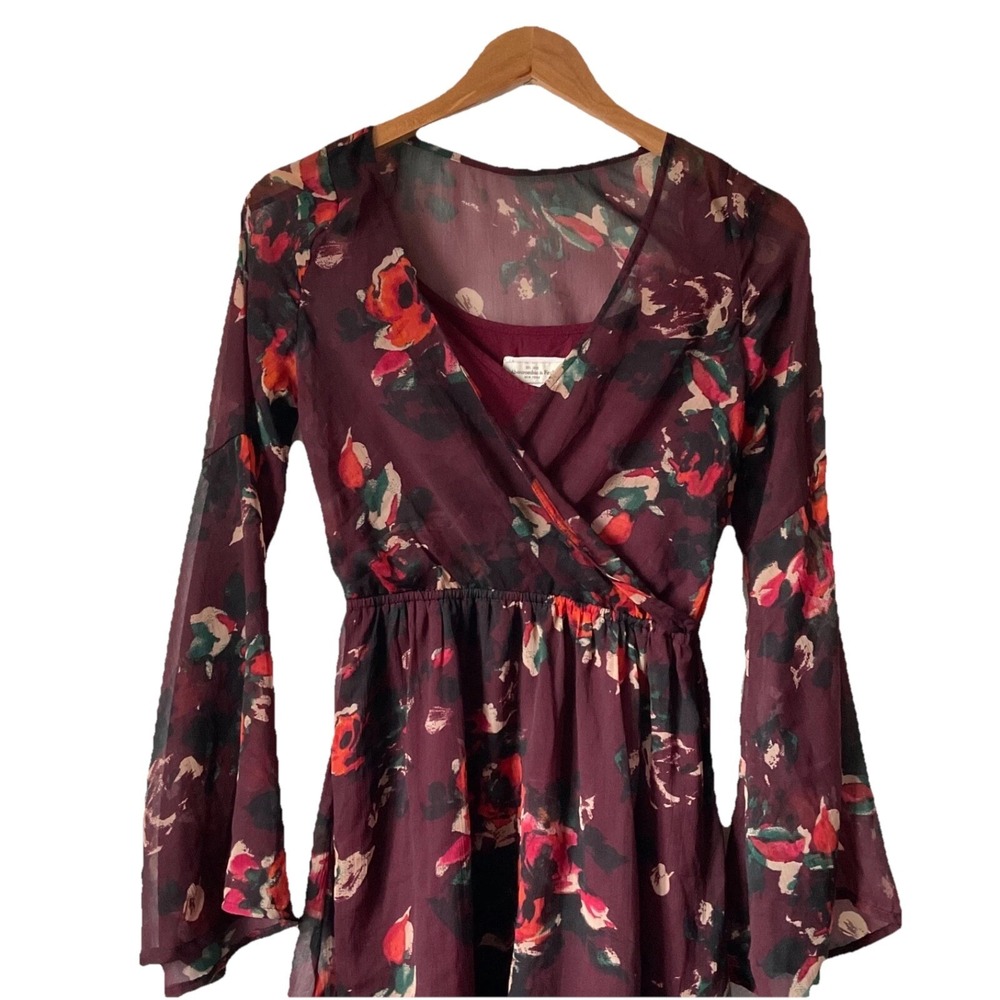 Abercrombie & Fitch Y2K Babydoll‎ Flowy Sheer Romantic Festival Fairy Red Small